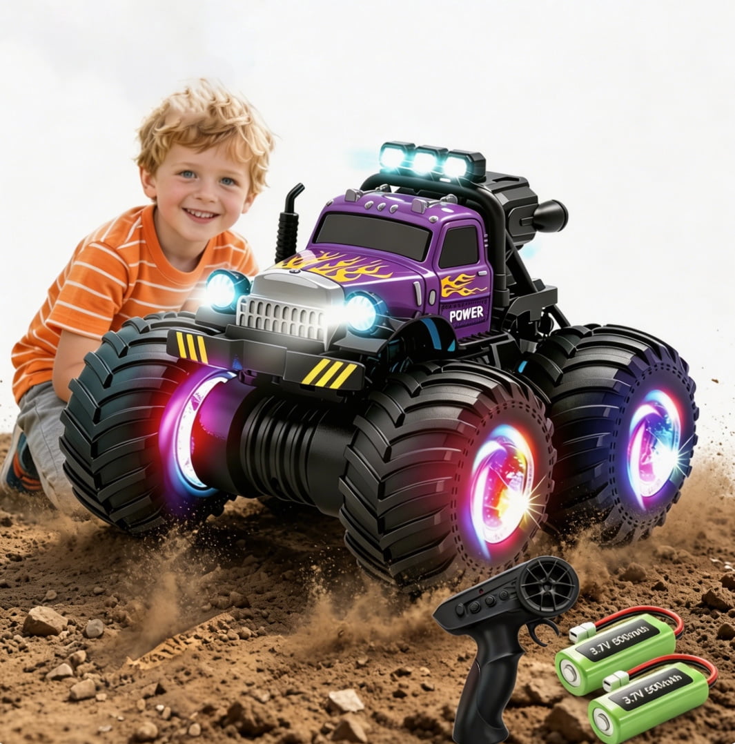 HNH 1:18 RC Monster Trucks for Boys, Off Road Remote Control Car, RC Crawler Toy for Kids 4-12 Years-Purple