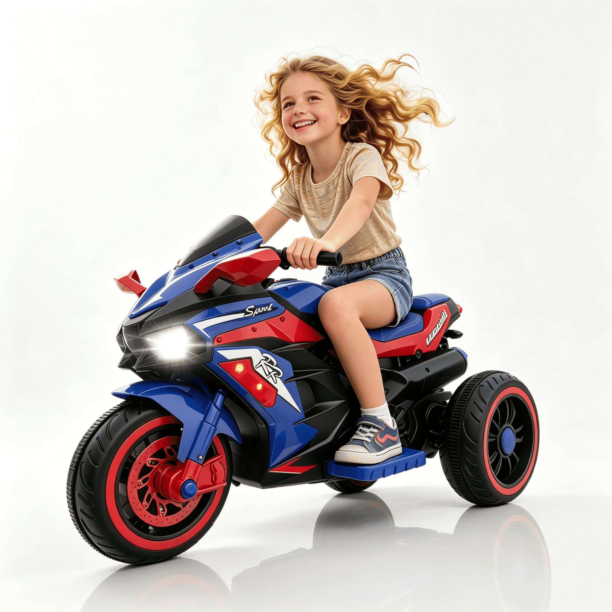 12V Electric Motorcycle for Kids 3-6 Years Old, 4 MPH Battery Powered Motorcycle with Remote Control, LED Lights, Bluetooth Music