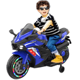thumbnail image 1 of HNH 12V Ride on Toys for Kids, Motorcycle with Training Wheels, Electric Motorcycle with Music, Bluetooth, Lights, Blue, 1 of 11