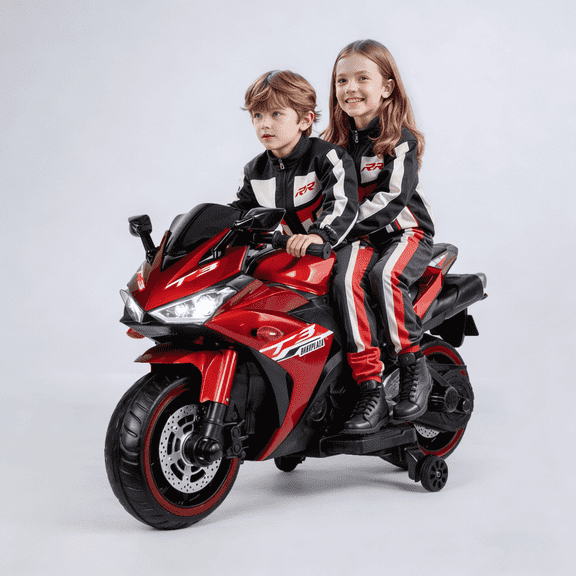HNH 12V Ride on Motorcycle for Kids 3-8, Powered Ride on Toys, Kids Motorcycle with Bluetooth, Music, 4 Mph