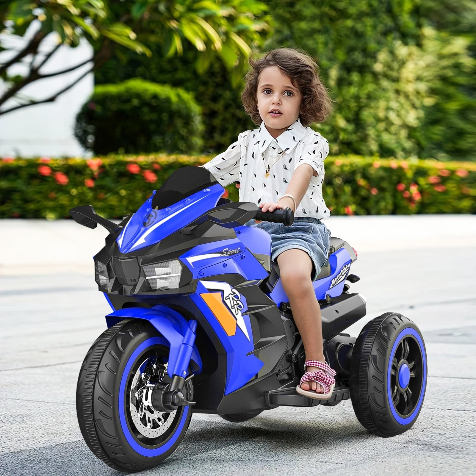 HNH 12V Electric Bike for Kids 3 Wheels Motorized Ride on Motorcycle with Bluetooth Music Light Walmart