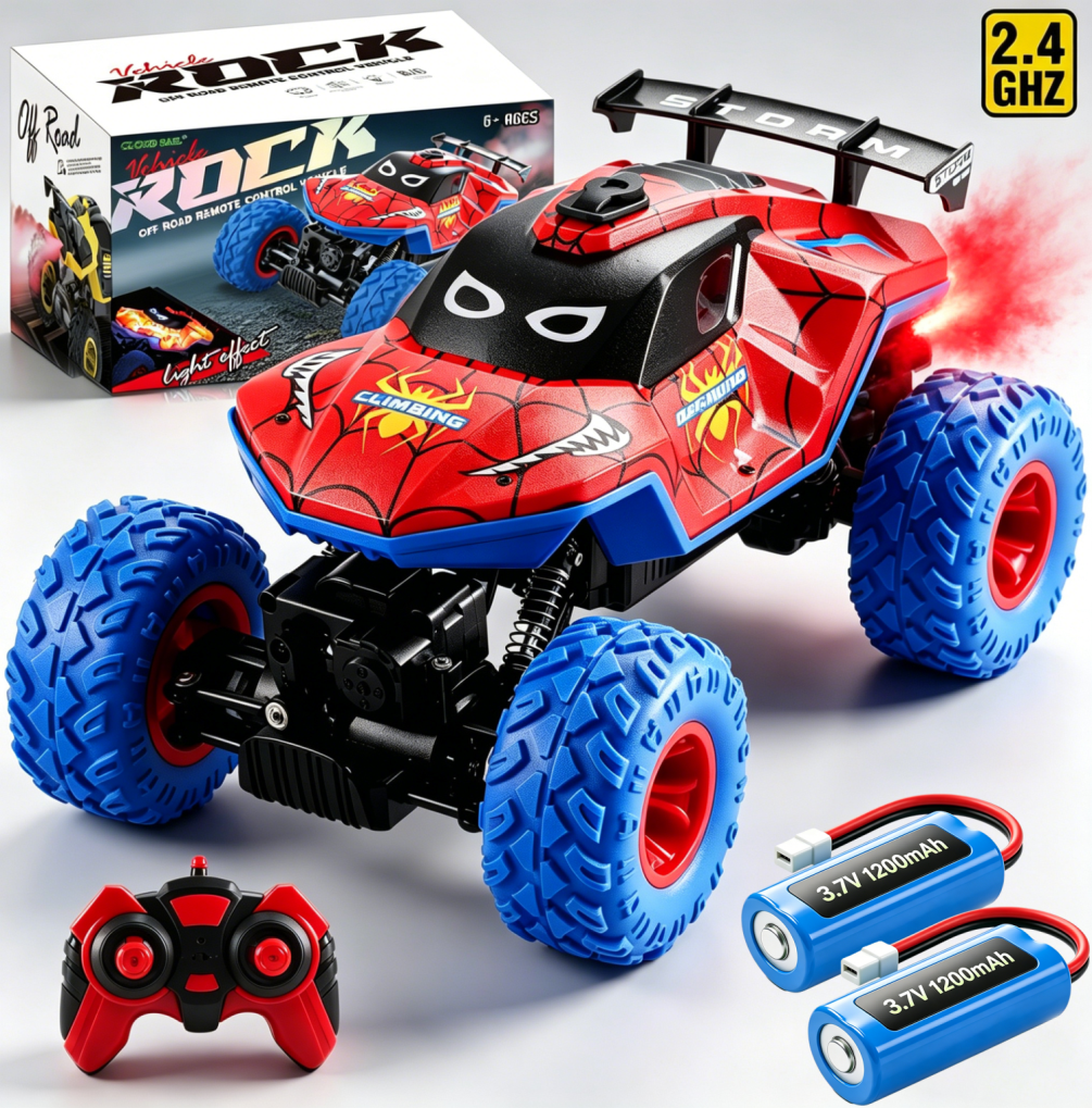 HNH 1:16 Monster Trucks Remote Control Car, 4WD Spider RC Car for