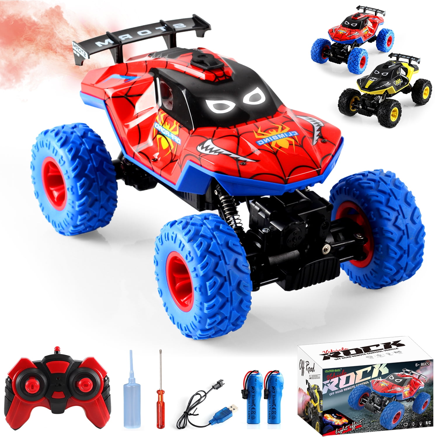 Walmart Black Friday Deals 2025 - HNH 1:16 Monster Trucks Remote Control Car, 4WD Spider RC Car for Kids, RC Vehicle with Two Battery