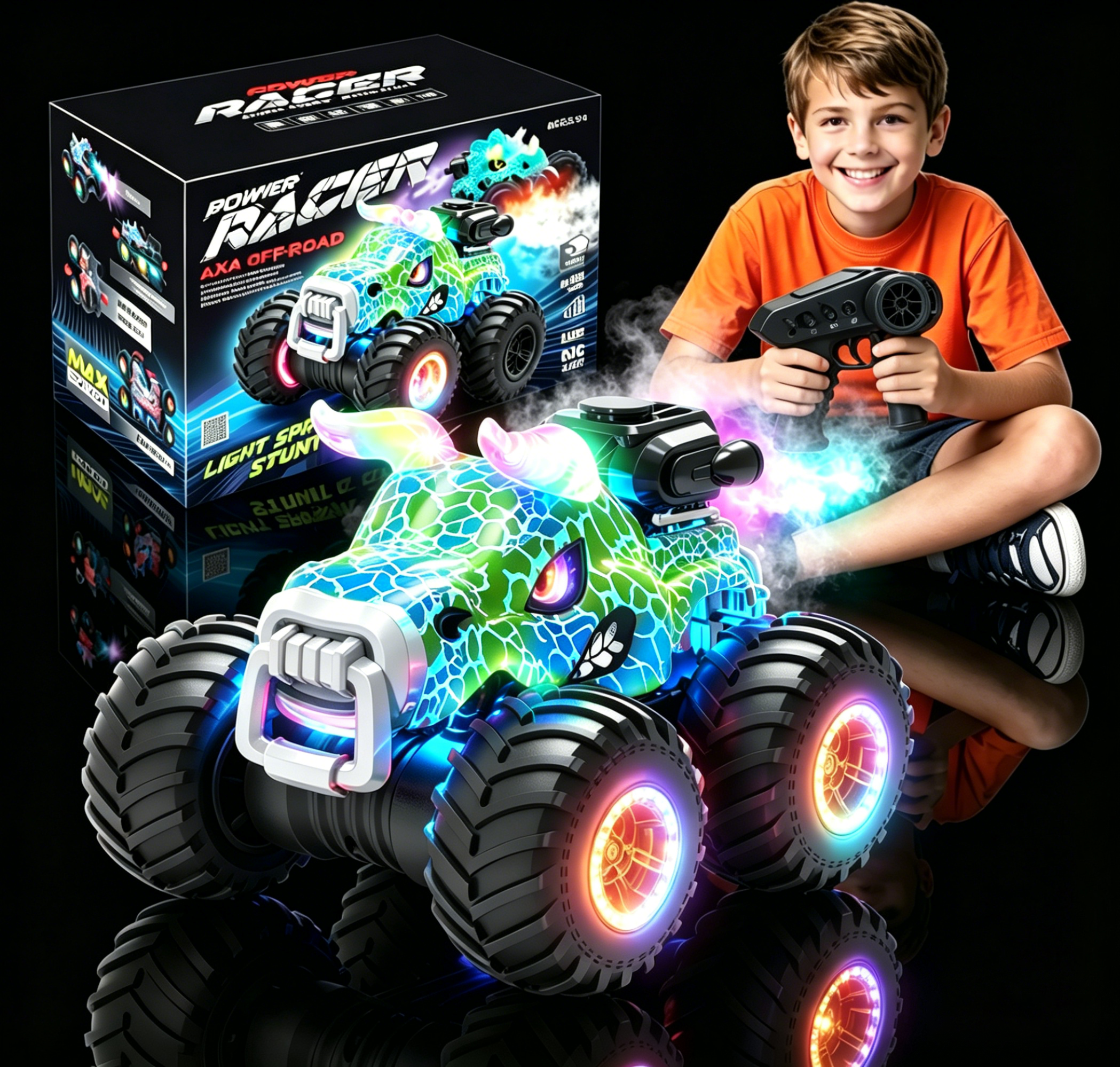 HNH Rc Monster Truck, 1:18 Scale All Terrain Remote Control Car for Kids 4-12 Years, 2 Batteries