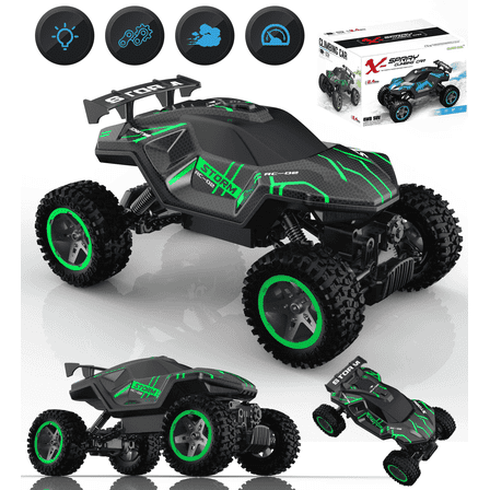HNH 1:16 RC Monster Truck Cars Toys for Boys, 25+Km/H Remote Control Car, 2.4GHz High-Speed off-Road RC Truck with Lights & 2 Rechargable Batteries