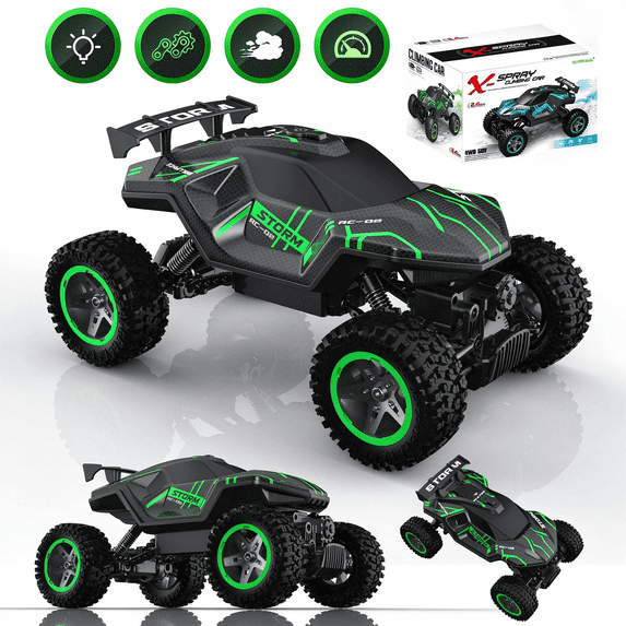HNH 1:16 RC Monster Truck Cars Toys for Boys, 4WD Remote Control Car, 25+Km/H High-Speed off-Road RC Truck with Lights & 2 Rechargable Batteries