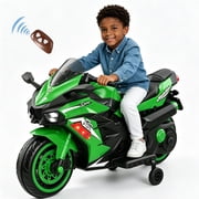 HNH 12V Ride on Motorcycle for Kid, Electric Motorcycle with Remote Control, Music, Lights, Bluetooth
