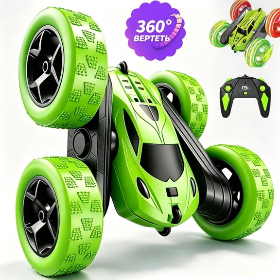HNH Remote Control Stunt Car, 2.4GHz Double Sided RC Stunt Car, LED Wheel & Headlight 360°Flips Cars Toy Gift for 4-12 Year Old