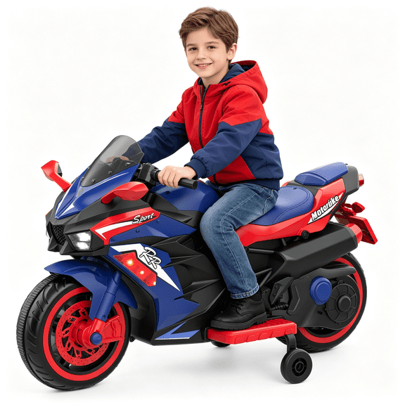 Spider Ride on Motorcycle, 12V Kids Motorcycle with Remote Control,Music,Bluetooth,Lights