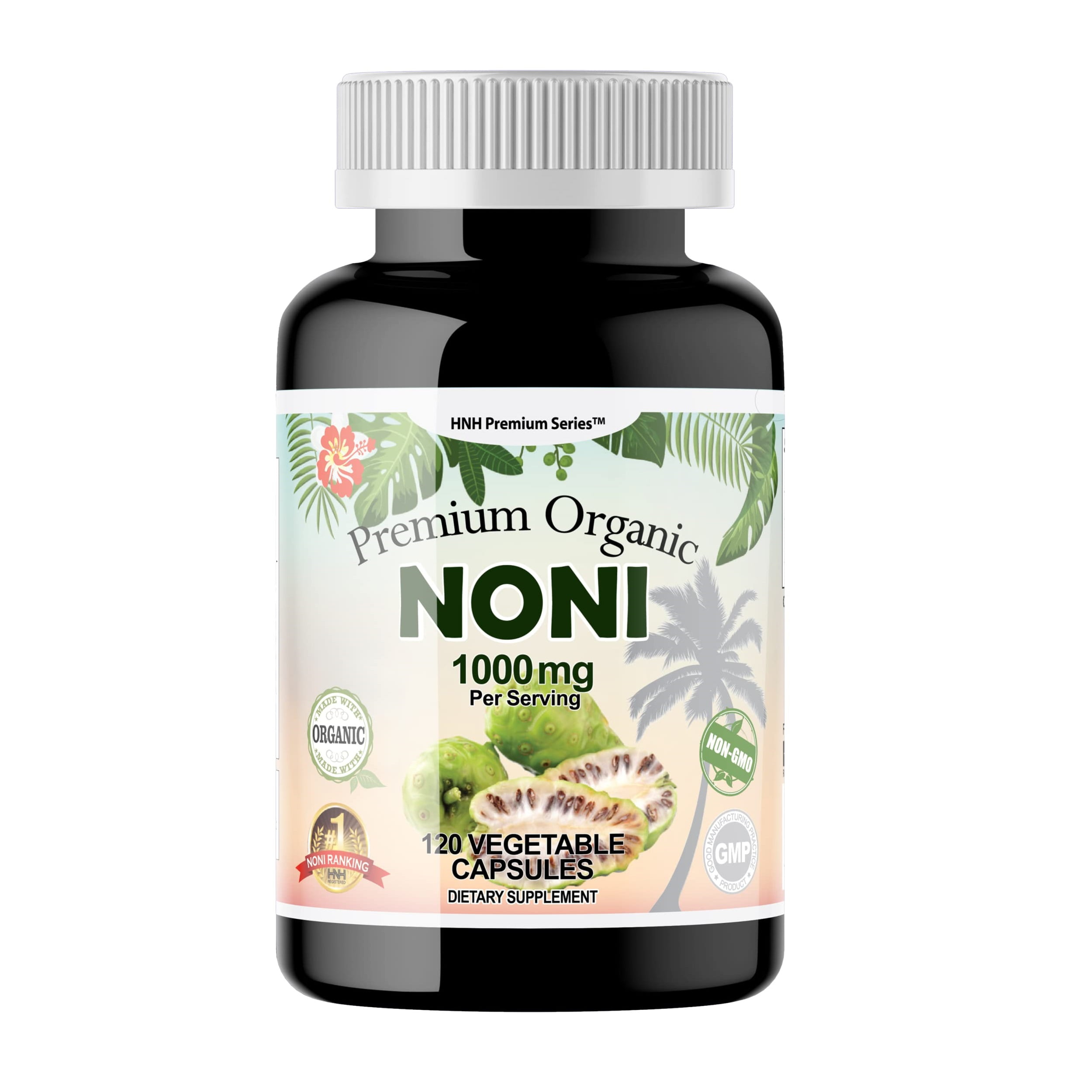 HNHusa Premium Organic Noni 1000 mg 120 Veggie Capsules Powerful Pure