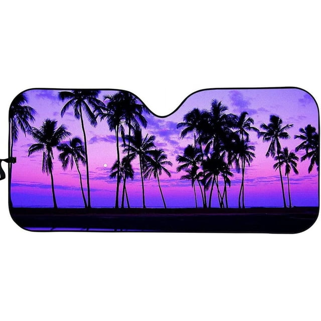 HNIAN Automotive Windshield Sunshades Hawaiian Hibiscus Flower Print