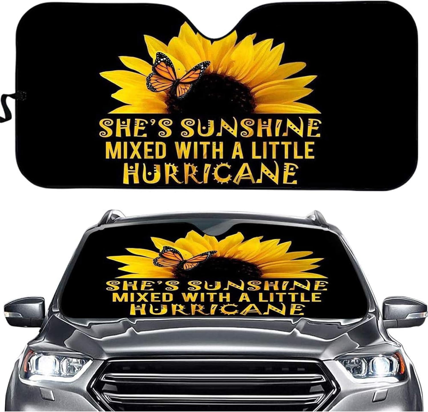 HNIAN Automotive Windshield Sunshades Hawaiian Hibiscus Flower Print
