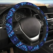 HNIAN Blue Tie Dye Auto Car Steering Wheel Cover Universal 15 Inch Neoprene Interior Decor Protection Accessories