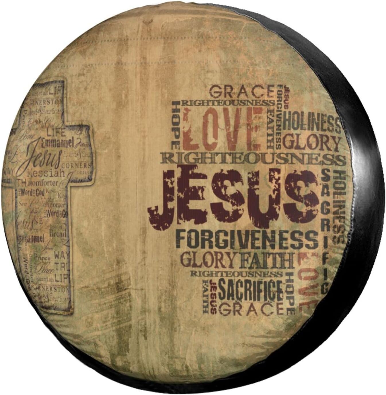 HNIAN Christian Religious Bible Verse Jesus Words with Cross Spare Tire