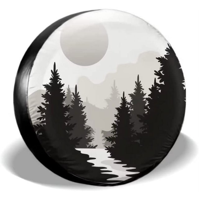 HNIAN Moon Spare Tire Cover Mountain Tree Waterproof DustProof Universal Spare Wheel Tire