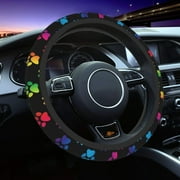 HNIAN Paw Print Steering Wheel Cover Rainbow Automotive Wrap Sweat-Absorbent Anti-Slip Cloth Universal Dog Paw Steering Wheel Protective Cover Cute Vivid Car Accessories for Women Girls Ladies