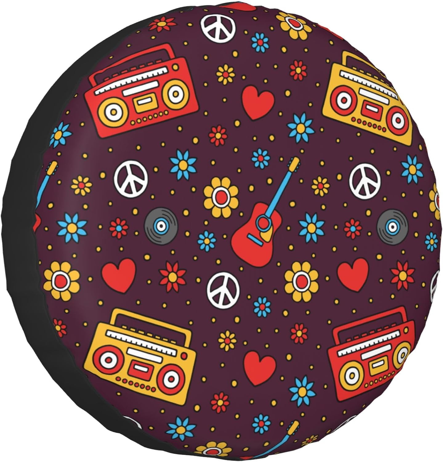 Hnian Retro 70s Floral Spare Tire Cover Protectors Weatherproof Wheel