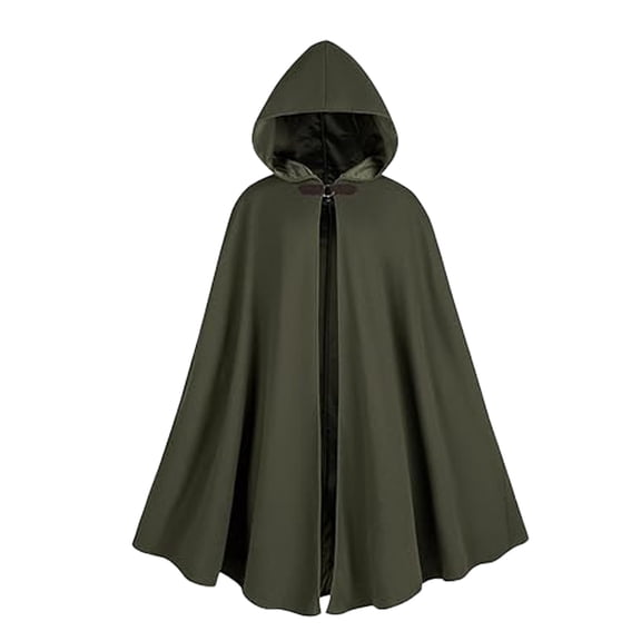 HNKMDK Renaissance Hooded Cloak Costume Medieval Cape Halloween Cosplaying Wizard Hooded Cloak(Green)