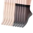 thumbnail image 1 of HNMKIU 10 Pairs Women's Mid Crew Socks with Solid Patterned Bottoms Breathable Non- Everyday Comfort Dark Gray,One Size, 1 of 8