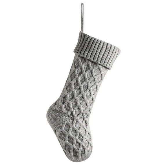 HNMKIU 18 Inch Festive Christmas Candy Stockings for Holiday Decorations Family Party Indoor Celebration 03_Grey,One Size