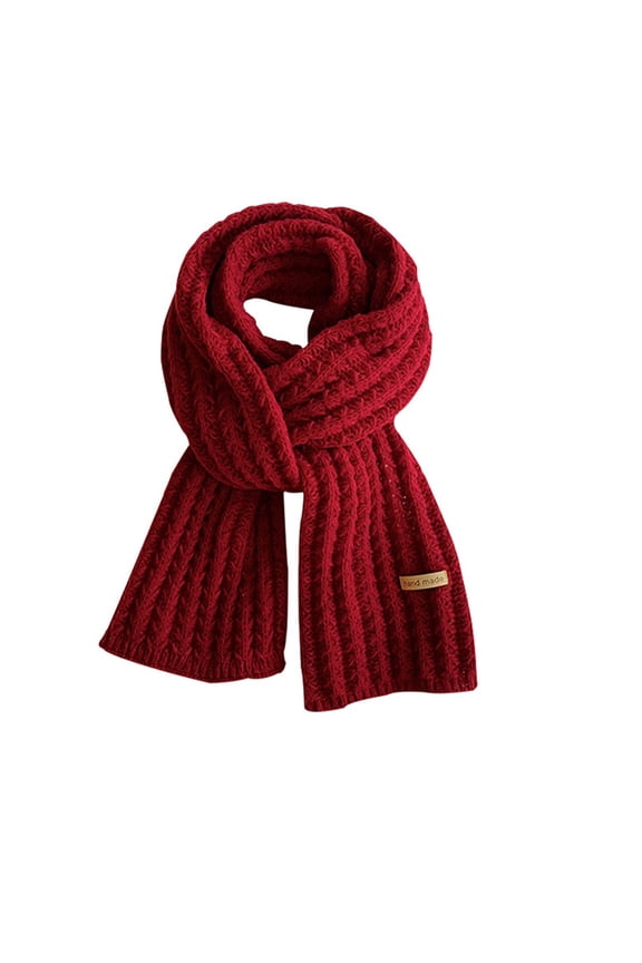 | 2022 Women's Year Red Fashion Winter Knitting Wool Warm Solid Scarf Red,One Size