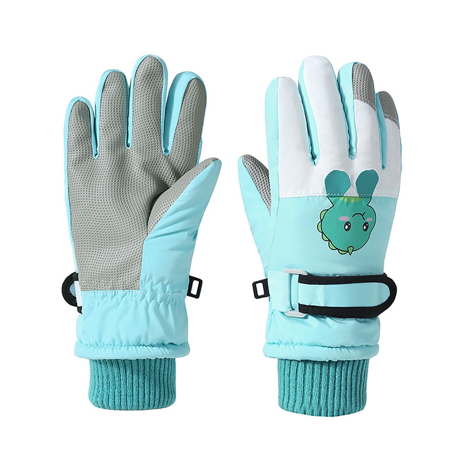 HNMKIU 2025 Winter Thick Velvet Childrens Cycling Skiing Cold Weather Warmth Gloves for Outdoor Activities Blue,L