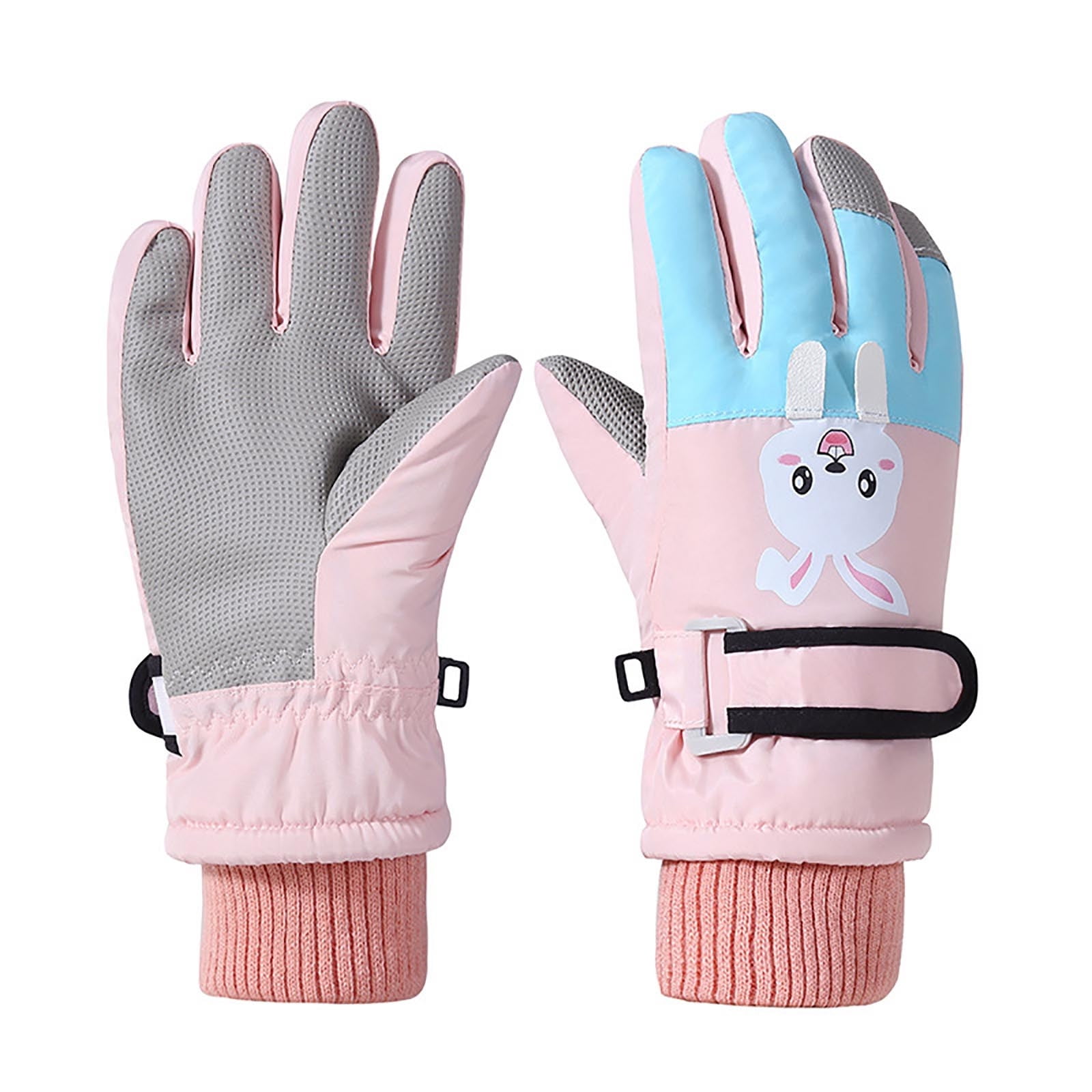 HNMKIU 2025 Winter Thick Velvet Childrens Cycling Skiing Cold Weather Warmth Gloves for Outdoor Activities Pink,L