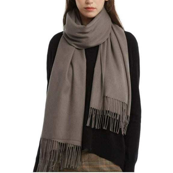 HNMKIU 2025 Womens Solid Color Fashion Scarf With Fringe Detail Soft Comfortable Everyday Wear Accessory Coffee,One Size