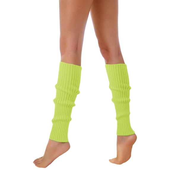HNMKIU Retro 80s 90s Wool Knitted Leg Warmers For Women Stylish Neon Ribbed Sock Sleeves Fashionable Accessories Yellow,One Size