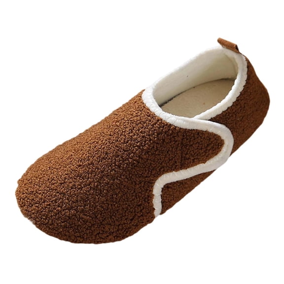 HNMKIU Winter Slippers for Women Adult Men Women Autumn Winter Closed Heel Flat Sole Soft Floor Home Comfort Shoes Slippers for Women Indoor Brown,6.5