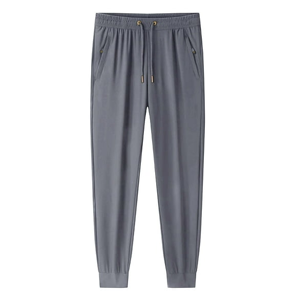 HNMKIU Audlt Solid Casual Comfortable Loose Plus Size Sweatpants Sports Pants Loose Broadfoot Pants Unisex Womens Sweatpants 05_Grey,Ice Silk_XXXXL
