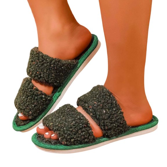 HNMKIU Slippers for Women Indoor Ladies Style Double Bar Gradient Candy Color Home Indoor Comfort Shoes Cute Slippers for Women Green,6.5