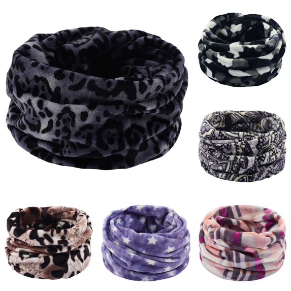 HNMKIU Autumn Winter Printed Warm Short Neck Cover Men Women Double Knit Bib Neckerchief ,P