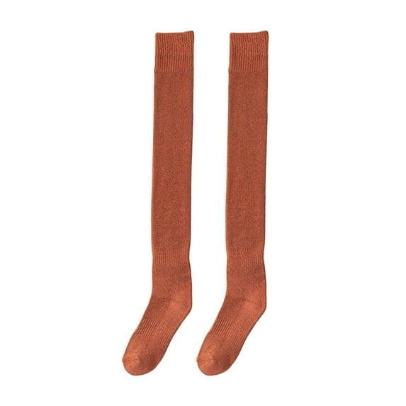 HNMKIU Autumn Winter Thermal Knee High Socks for Women Cozy Warm Long Tube Stockings Solid Color Loop Hosiery Pairs Red,One Size