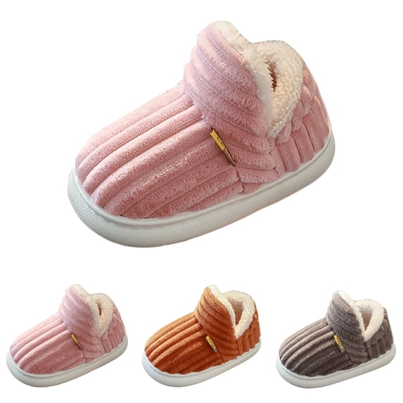 HNMKIU Autumn and Winter Girls and Boys Slippers Warm and Toddler Slippers for Indoor Home Use Kid's Indoor Shoes,Pink,Big Kid_1