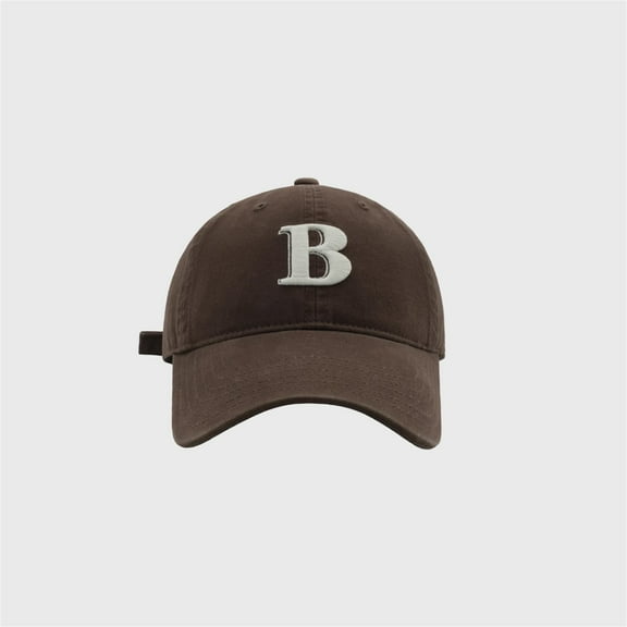 HNMKIU B Letter Embroidery Baseball Cap Korean Fashion Unisex Adjustable Hat For Daily Wear Coffee,One Size