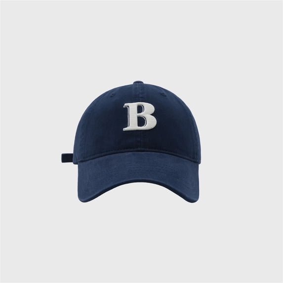 HNMKIU B Letter Embroidery Baseball Cap Korean Fashion Unisex Adjustable Hat For Daily Wear Navy,One Size
