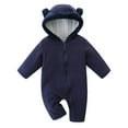 thumbnail image 1 of HNMKIU Baby Bear Baby Romper Jumpsuit Outfit Girls Boys Winter Hooded Snowsuit for Navy,0-3 Months, 1 of 4