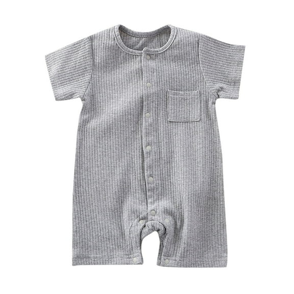 HNMKIU Baby Boy Girl Baby Romper Clothes Solid Ribbed Bodysuit Jumpsuit Outfits for Babies Grey,12-18 Months