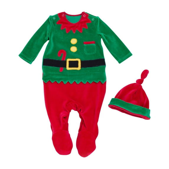 HNMKIU Baby Boy Girl Christmas Outfit Santa Long Sleeve Jumpsuit Bodysuit Winter Clothes for Toddlers 2-Green,6-12 Months