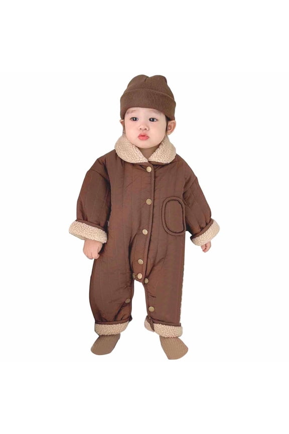Baby Boys Girls Long Sleeve Romper Jumpsuit Warm Soft Outfit Coffee,0-3 Months