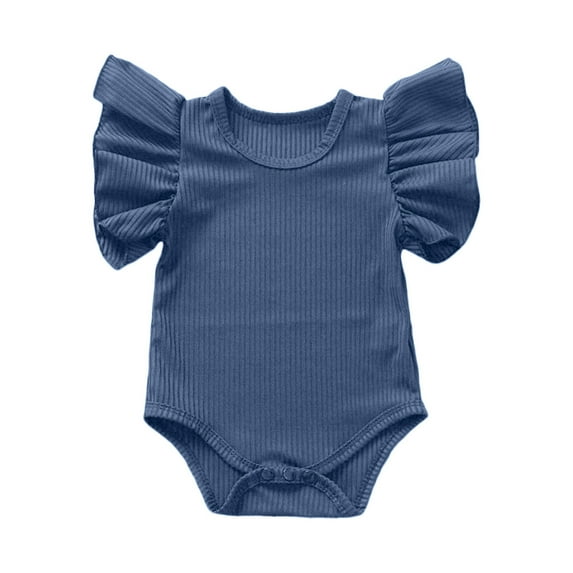 HNMKIU Baby Boys Girls Solid Ruffle Baby Romper Bodysuit Clothes Outfits for Girls Navy,18-24 Months