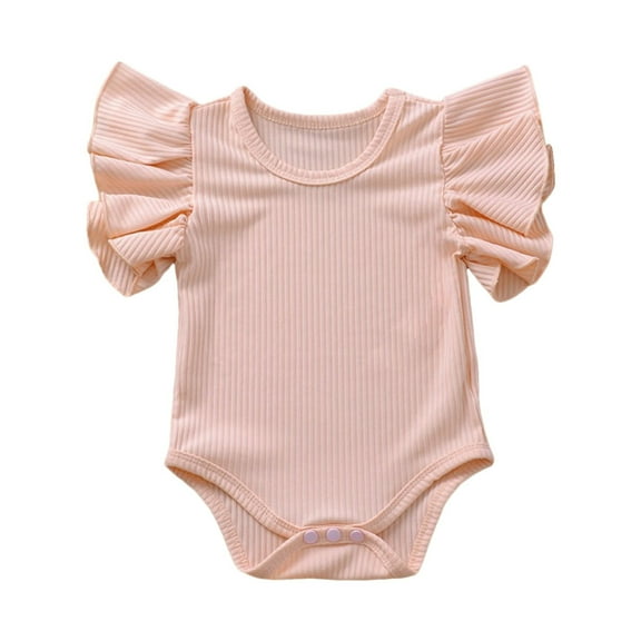 HNMKIU Baby Boys Girls Solid Ruffle Baby Romper Bodysuit Clothes Outfits for Girls Pink,6-12 Months