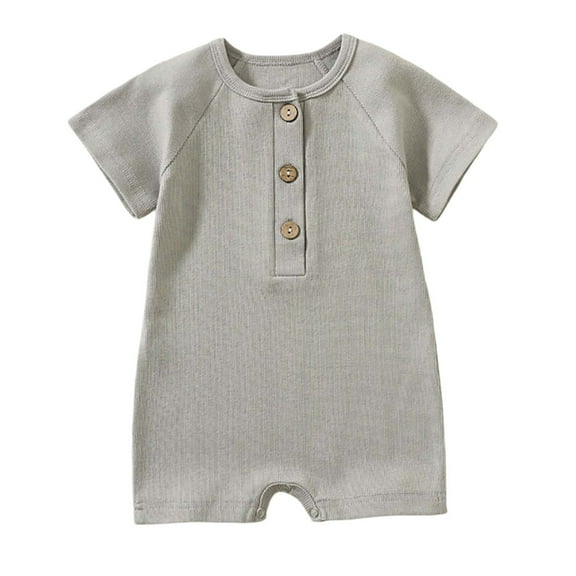 HNMKIU Baby Boys Short Sleeve Rompers Summer Casual Outfit Bodysuit Playwear for 0 to 24 Months Light Gray,6-12 Months