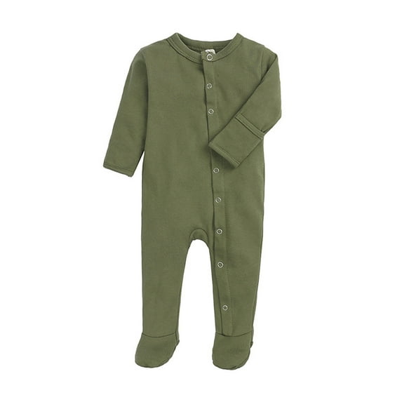 HNMKIU Unisex Snap Up Footed Romper Jumpsuit with Mitten for Sleep and Play 0 to 12 Months Green,3-6 Months