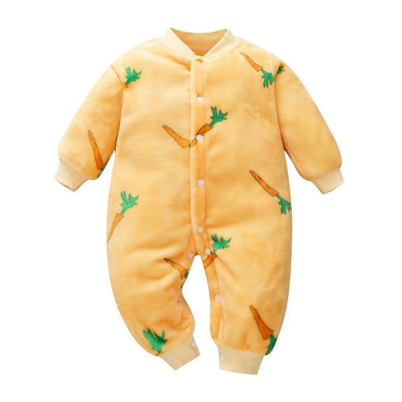HNMKIU Baby Girl Boy Thick Warm Fall Jumpsuit Playsuit Romper Clothes for Winter Yellow,6-9 Months