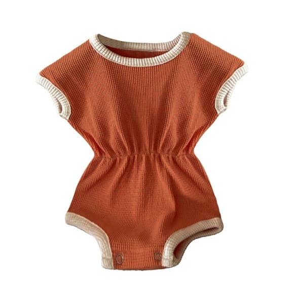 HNMKIU Baby Girl Boys Clothes Knitted Sleeveless Rompers Jumpsuit Bodysuit Summer Outfit for Orange,3-6 Months