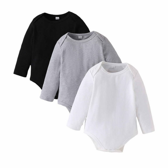 HNMKIU Baby Girls Bodysuits 3 Pack Long Sleeve Romper Soft Jumpsuit for Toddler Casual Outfit Fall Winter for Girls Multicolour-b,3-6 Months
