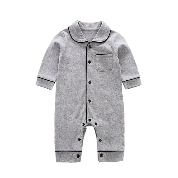 HNMKIU Baby Long Sleeve Rompers Pajamas Class a Clothing Spring Autumn Baby Home Bag Crawling Clothes for B-Light Gray,6-12 Months