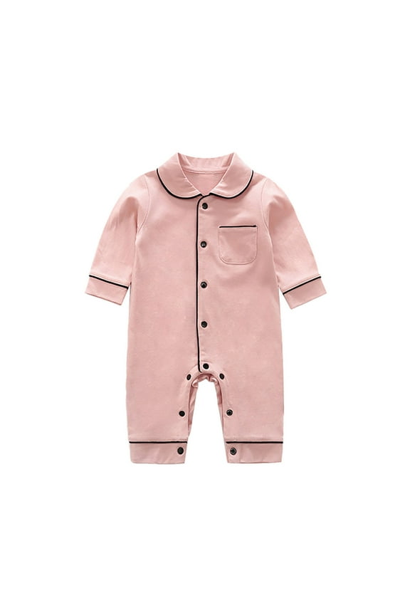 Baby Long Sleeve Rompers Pajamas Class a Clothing Spring Autumn Baby Home Bag Crawling Clothes for B-Pink,3-6 Months